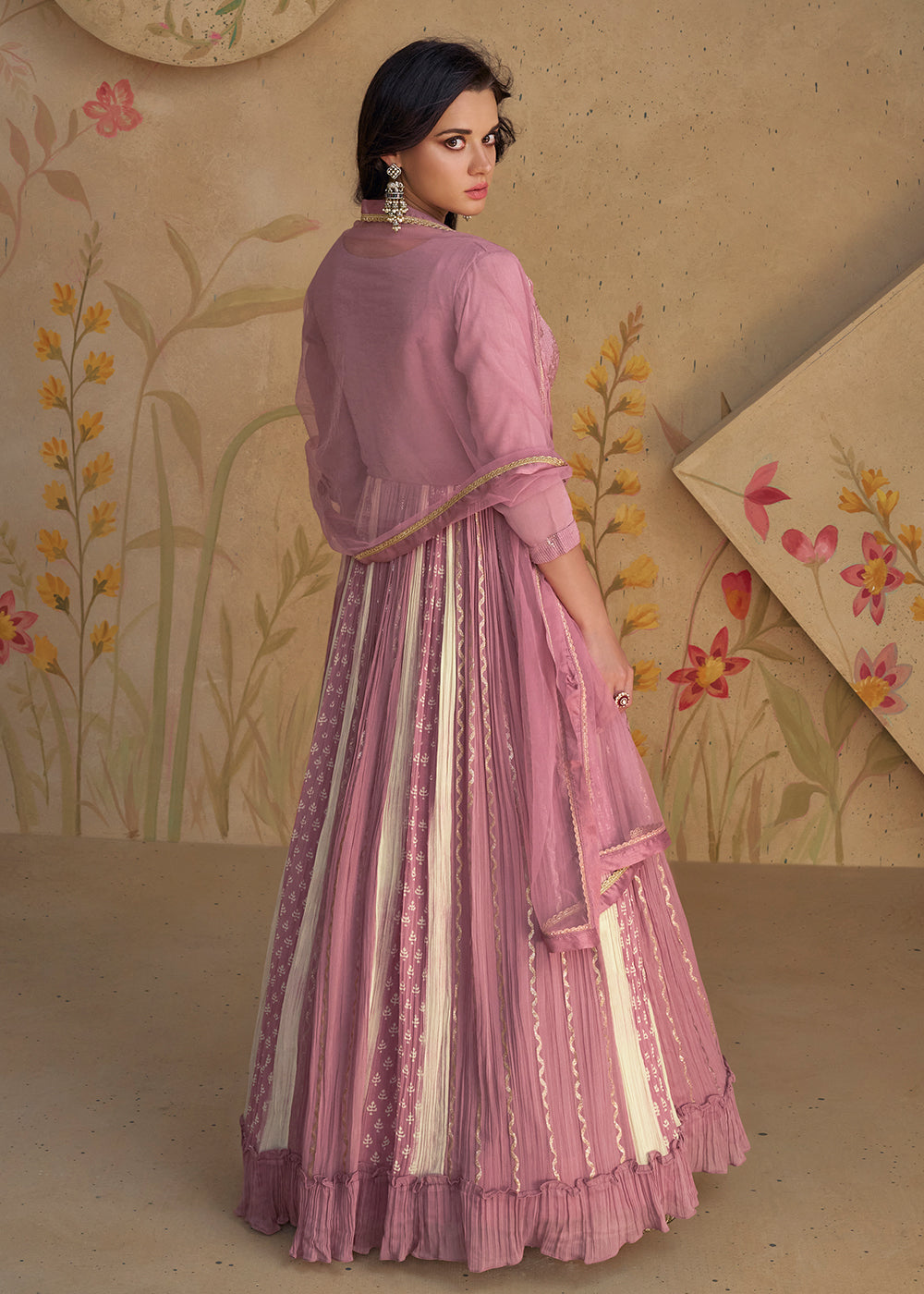 Readymade Dusty Pink Designer Anarkali Salwar Kameez