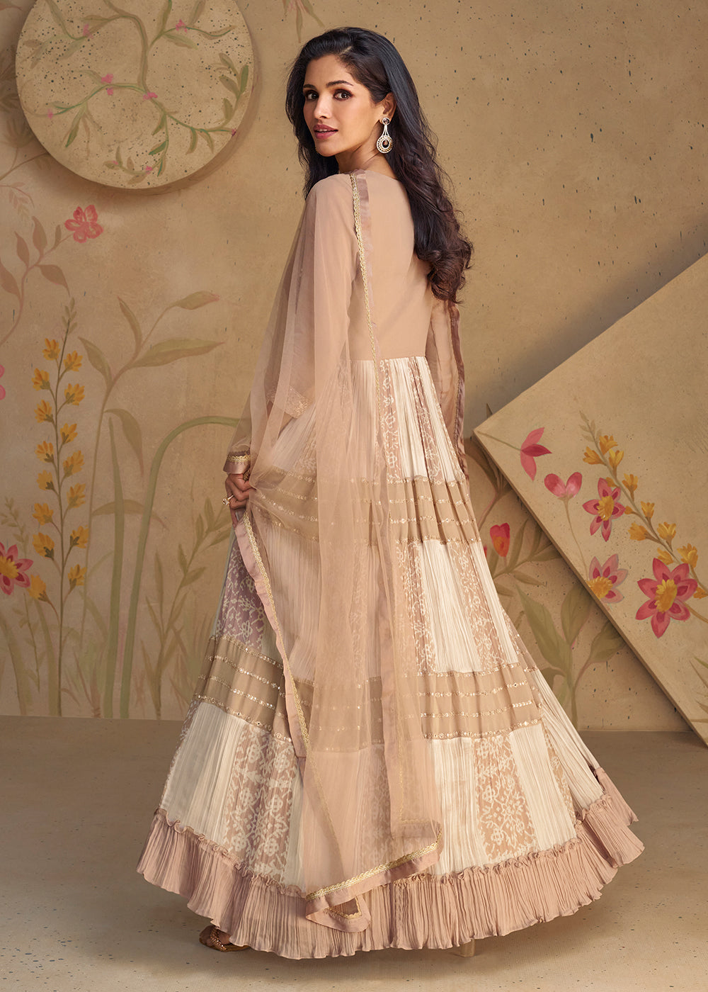 Readymade Golden Designer Anarkali Salwar Kameez