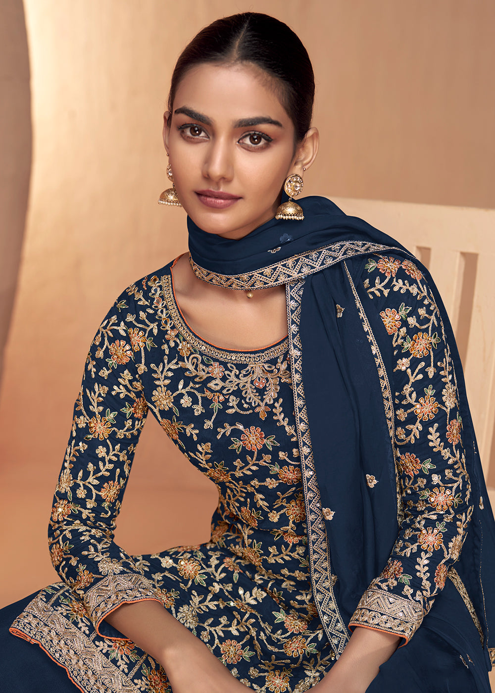 Readymade Elegant Navy Blue Salwar Kameez