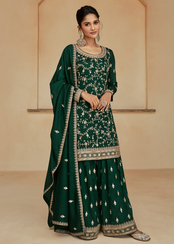 Readymade Exquisite Green Palazzo Salwar Kameez