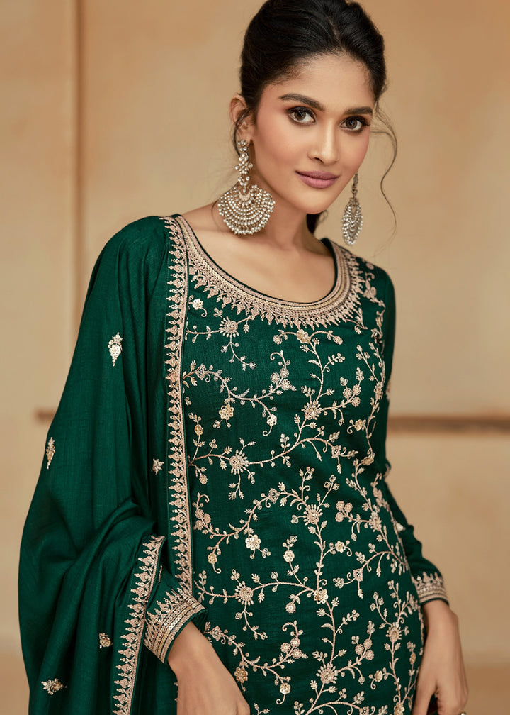 Readymade Exquisite Green Palazzo Salwar Kameez