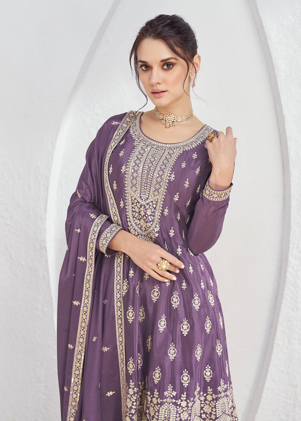 Readymade Elegant Purple Salwar Kameez