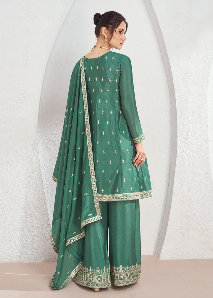 Readymade Elegant Green Palazzo Salwar Kameez