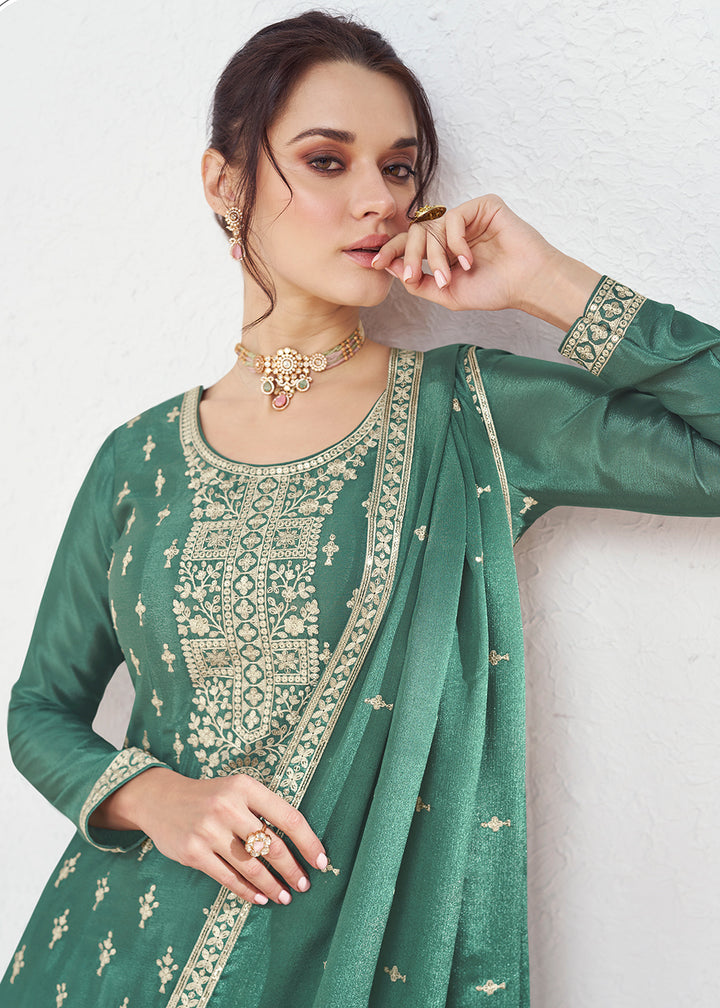 Readymade Elegant Green Palazzo Salwar Kameez