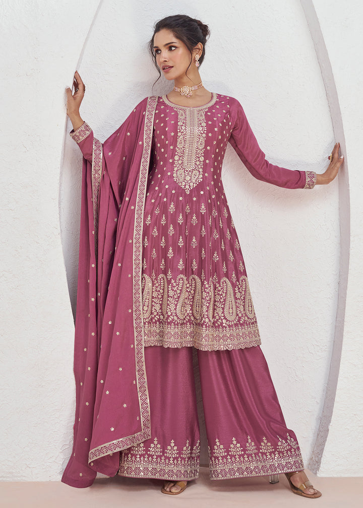 Readymade Stylish Pink Palazzo Salwar Kameez