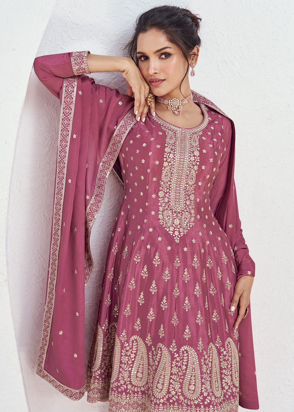 Readymade Stylish Pink Palazzo Salwar Kameez