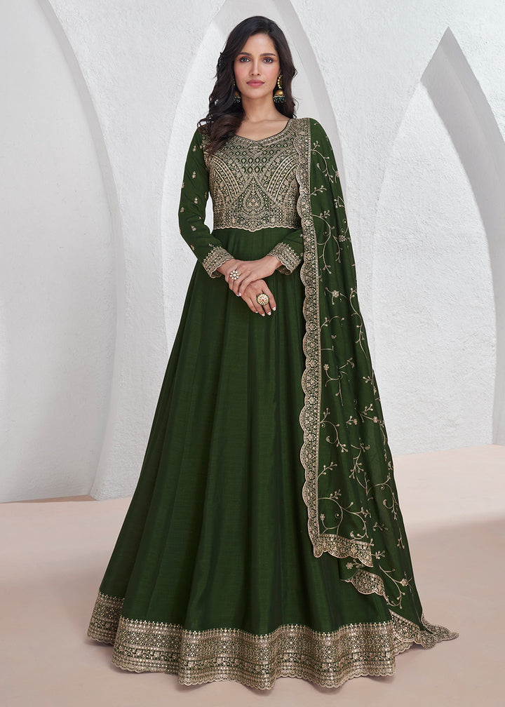 Readymade Green Designer Anarkali Salwar Kameez