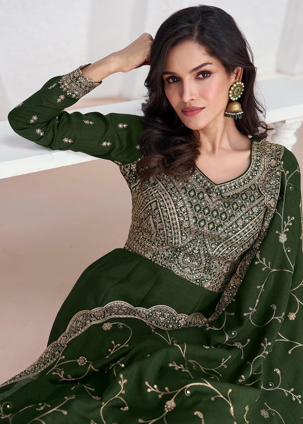 Readymade Green Designer Anarkali Salwar Kameez