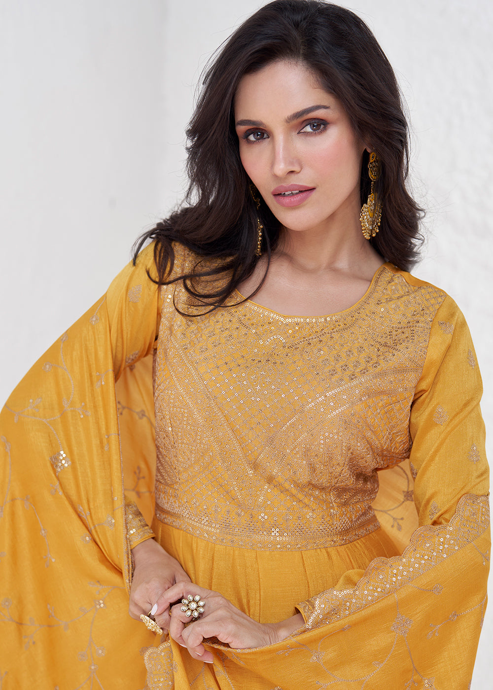 Readymade Yellow Designer Anarkali Salwar Kameez