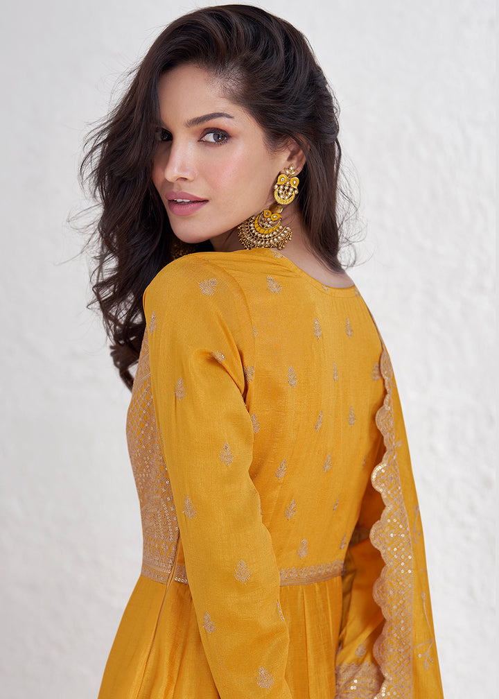 Readymade Yellow Designer Anarkali Salwar Kameez