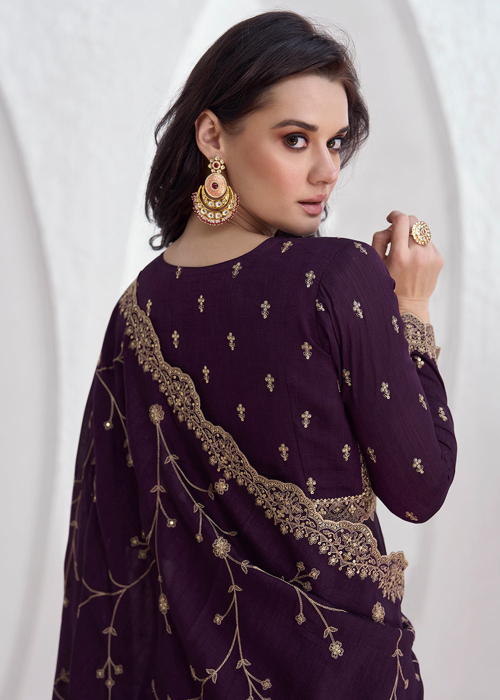 Readymade Purple Designer Anarkali Salwar Kameez