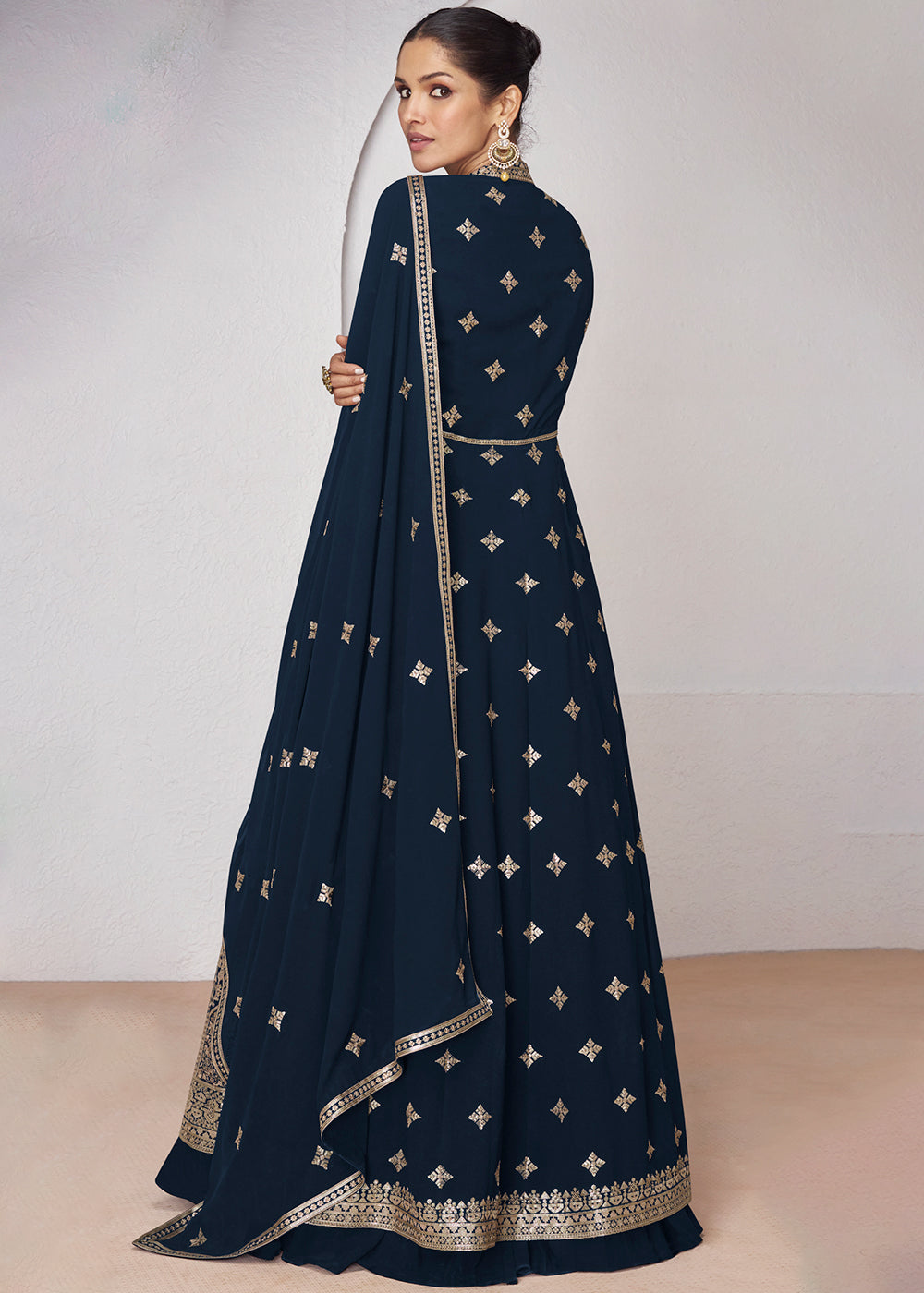 Readymade Navy Blue Designer Anarkali Salwar Kameez