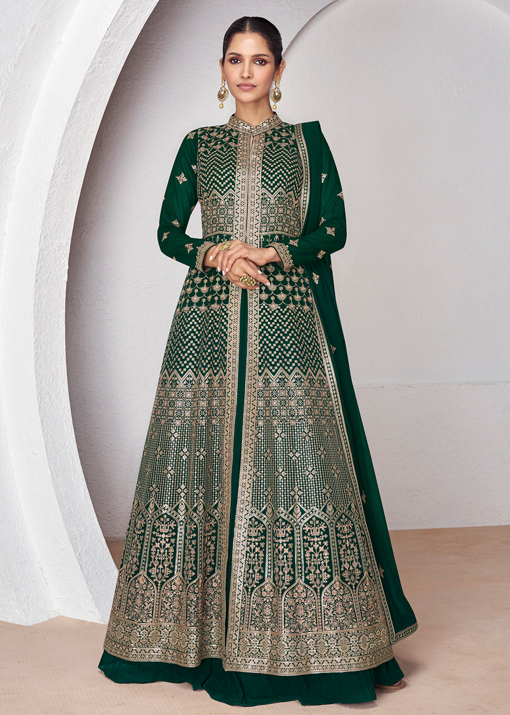 Readymade Green Designer Anarkali Salwar Kameez