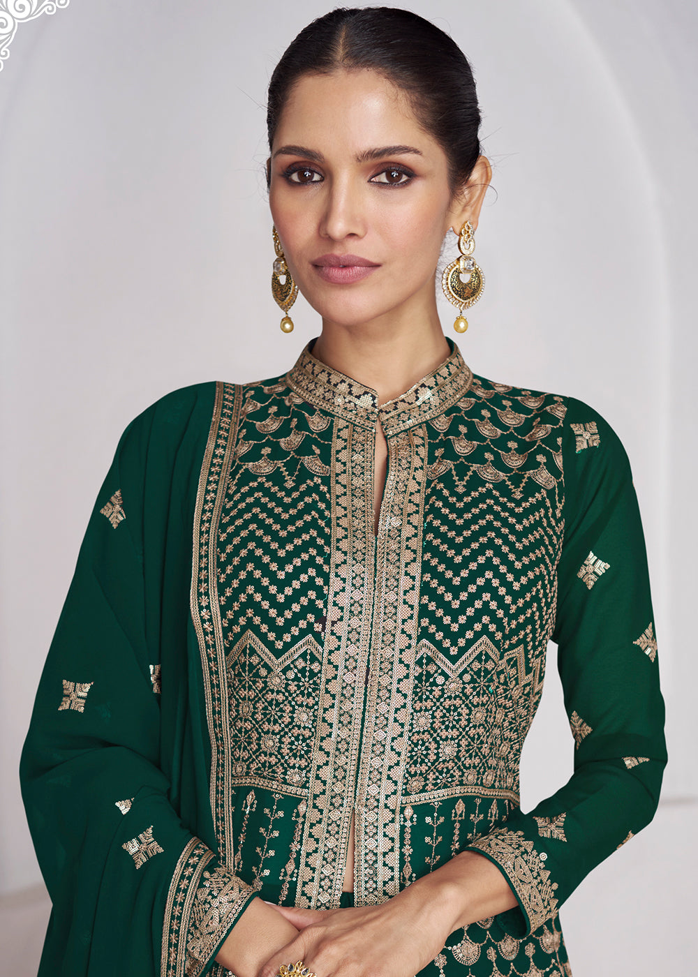 Readymade Green Designer Anarkali Salwar Kameez