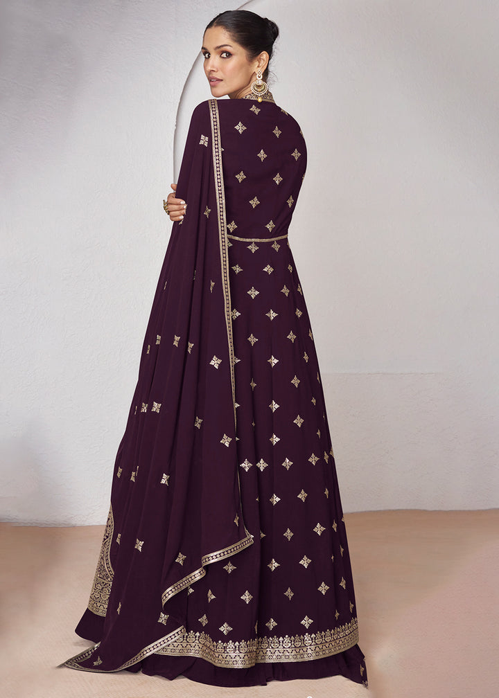 Readymade Wine Designer Anarkali Salwar Kameez