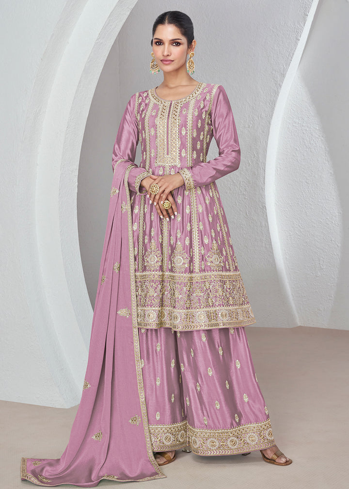 Readymade Elegant Light Purple Palazzo Salwar Kameez