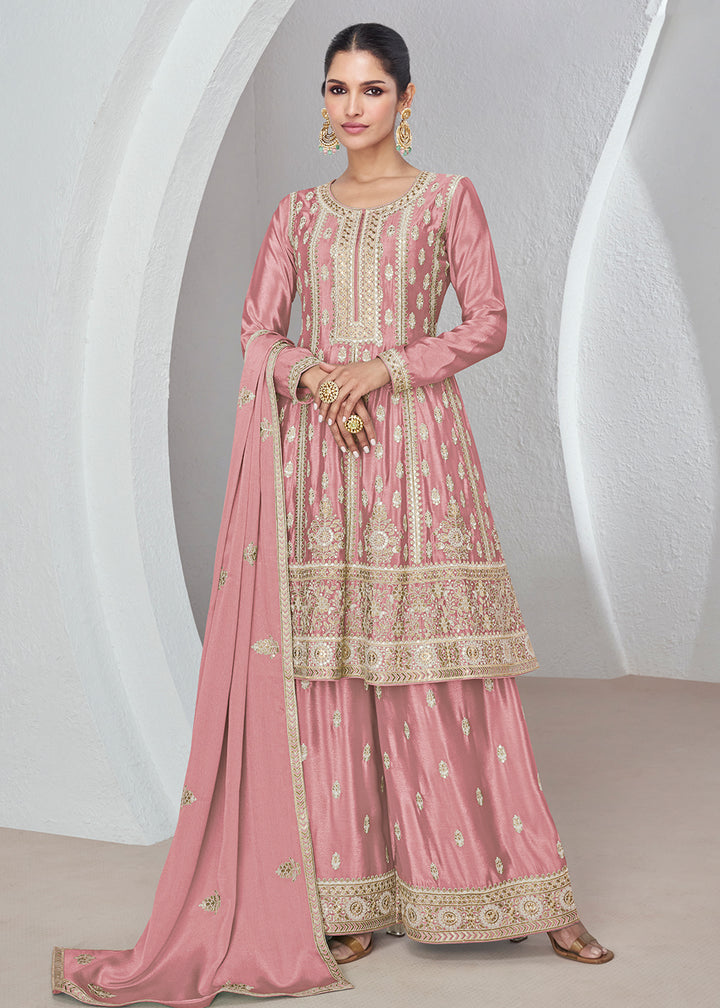 Readymade Elegant Light Pink Palazzo Salwar Kameez