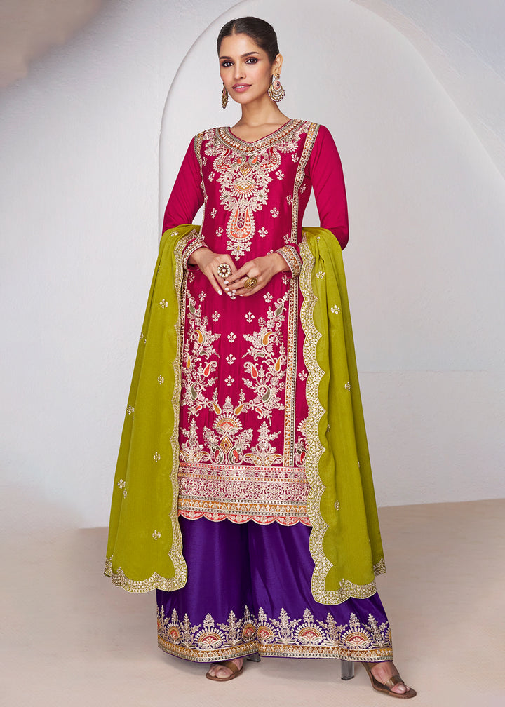 Readymade Elegant Pink Palazzo Salwar Kameez