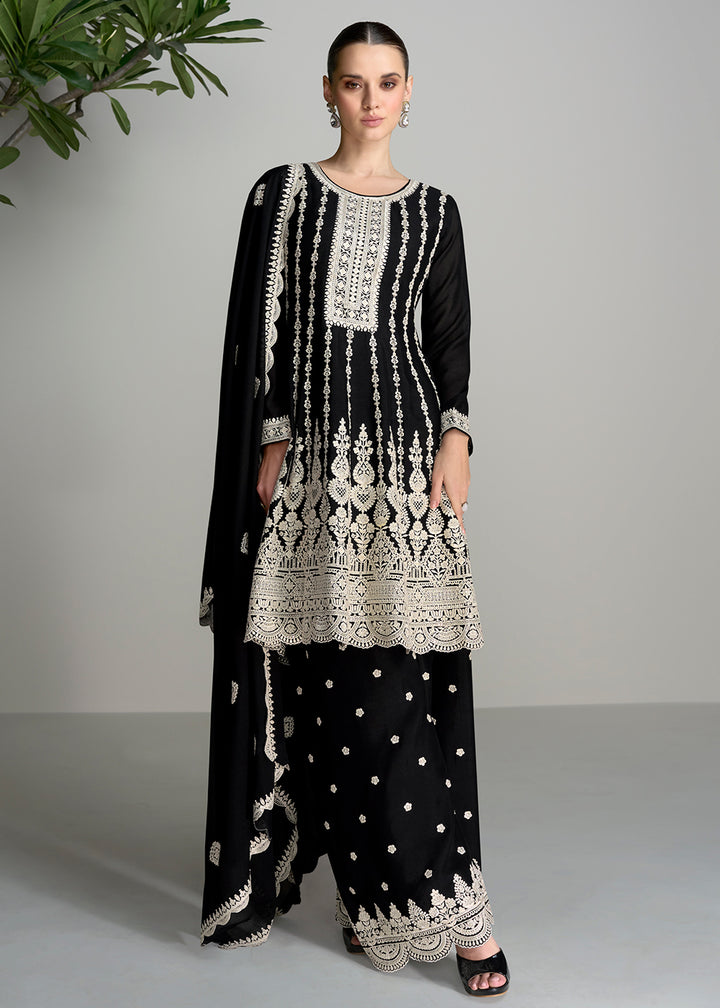 Readymade Elegant Black Palazzo Salwar Kameez