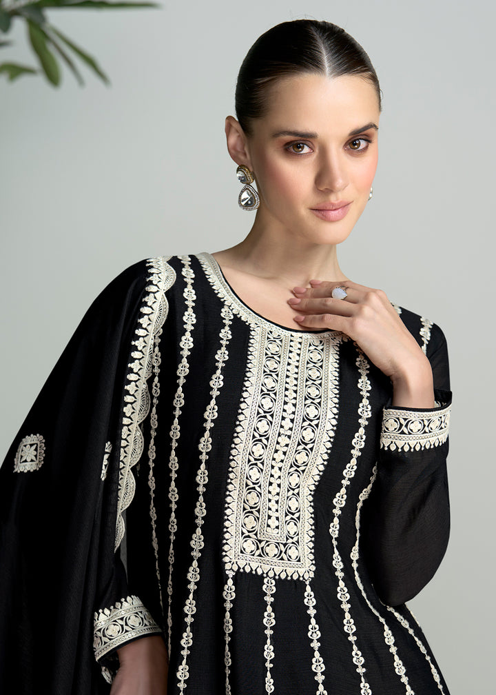 Readymade Elegant Black Palazzo Salwar Kameez