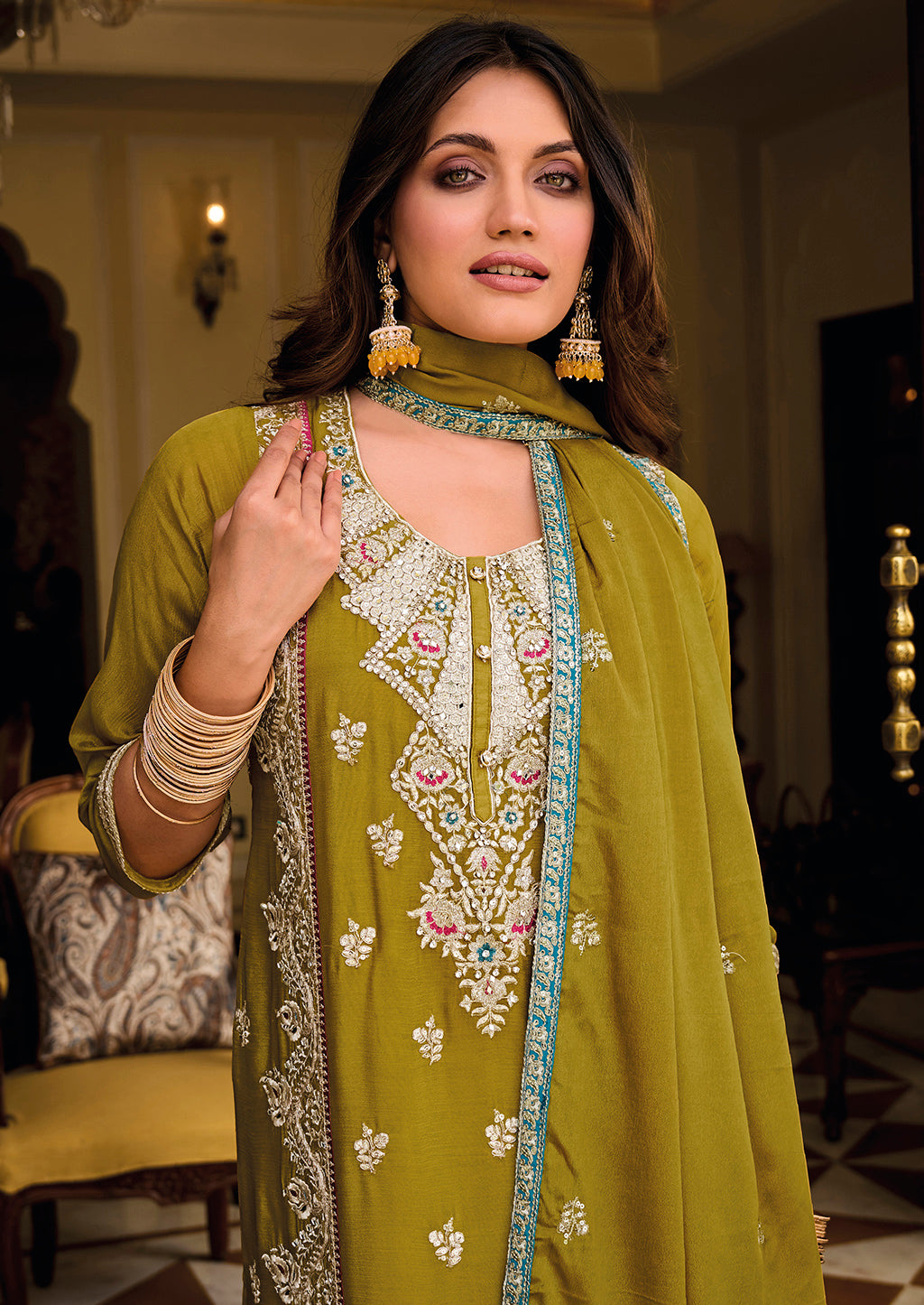 Readymade Sophisticated Dark Yellow Designer Salwar Kameez