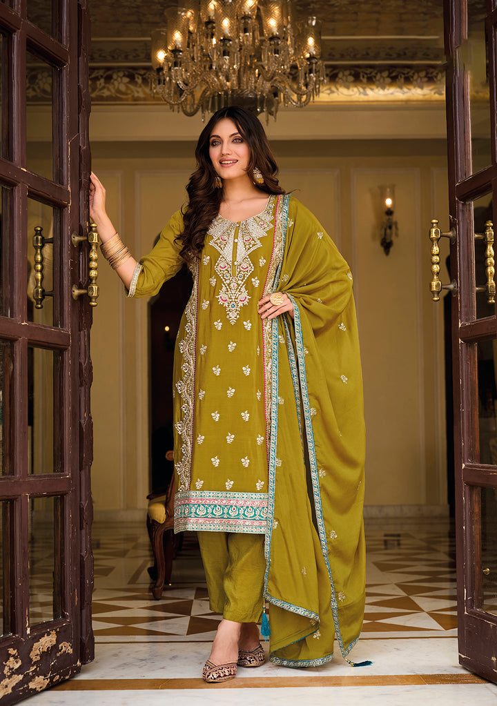 Readymade Sophisticated Dark Yellow Designer Salwar Kameez