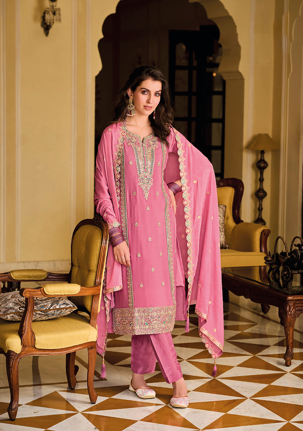 Readymade Elegant Pink Designer Salwar Kameez