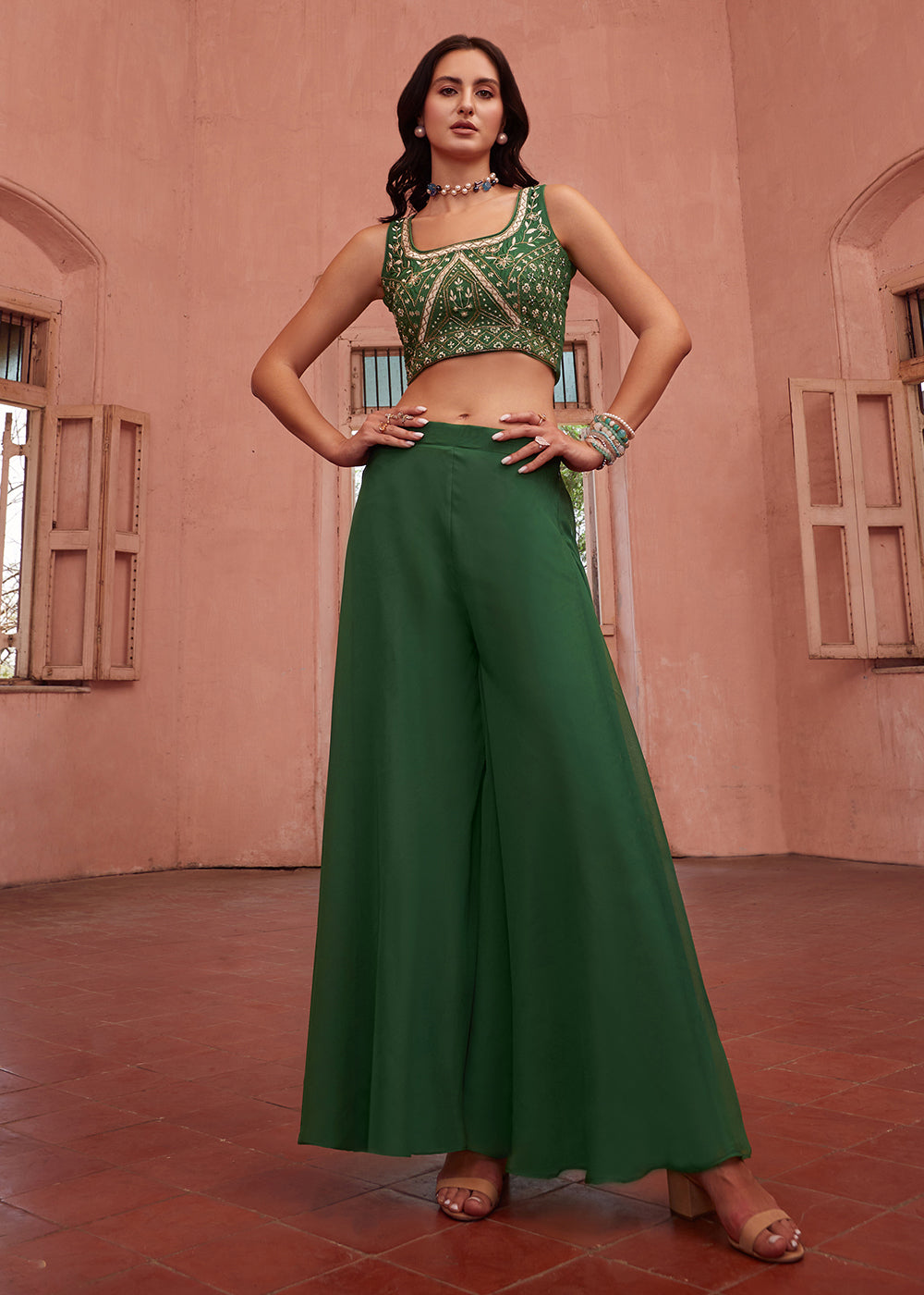 Readymade Elegant Green Lehenga Choli