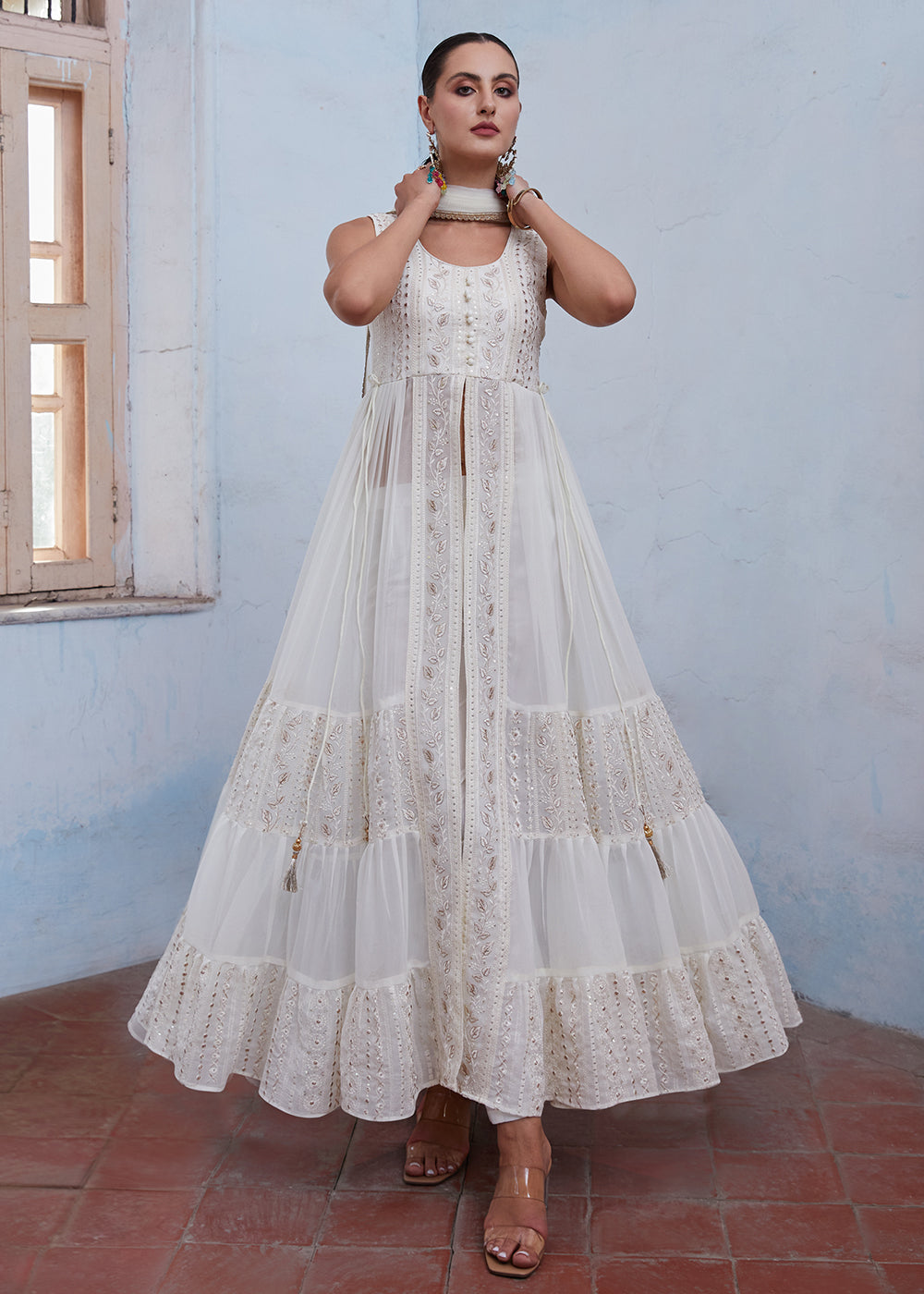 Readymade White Designer Gown