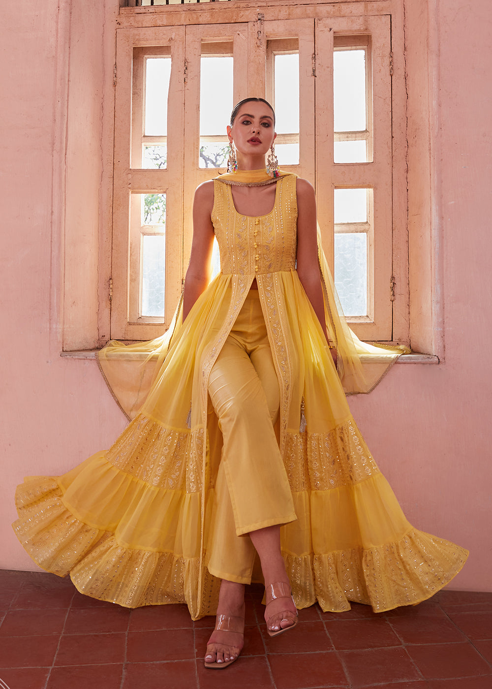 Readymade Yellow Designer Gown