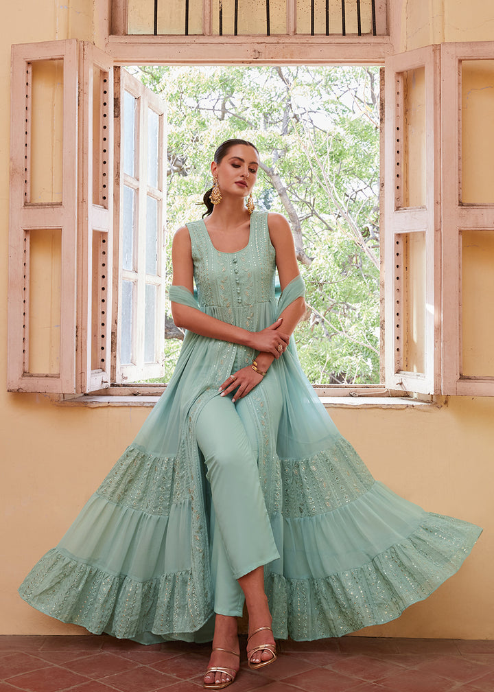 Readymade Light Green Designer Gown