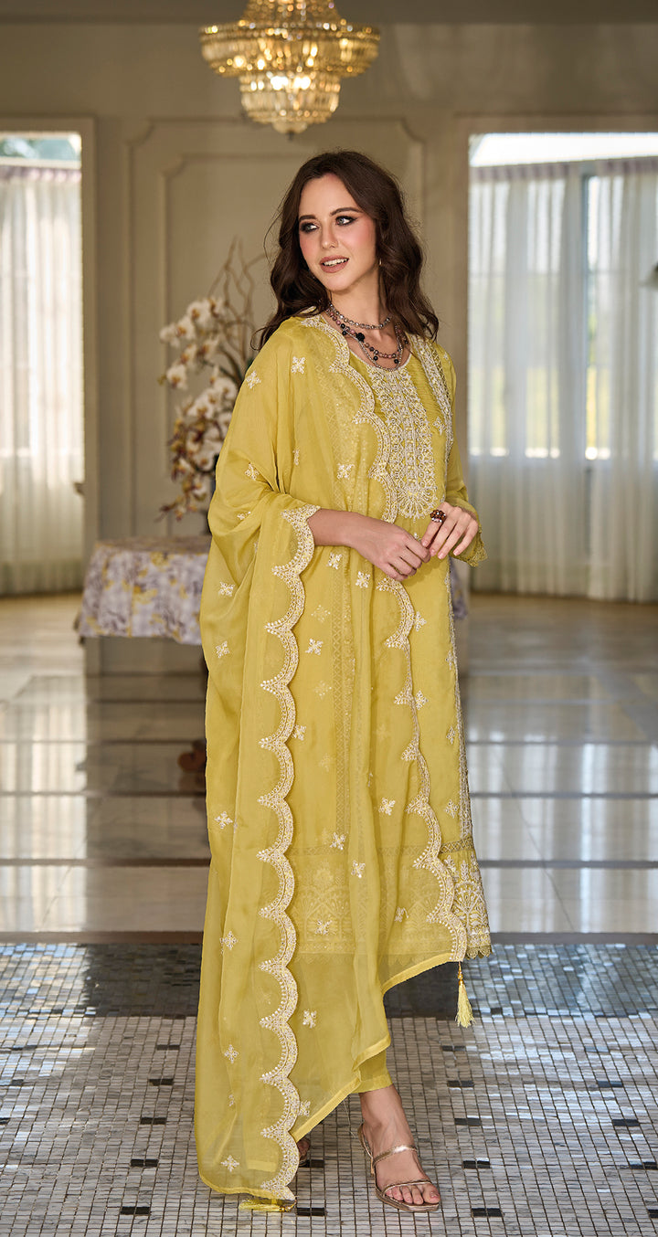 Readymade Yellow Designer Salwar Kameez