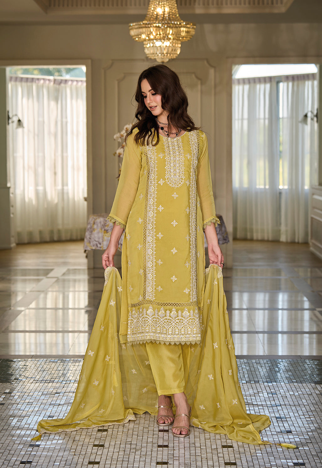 Readymade Yellow Designer Salwar Kameez