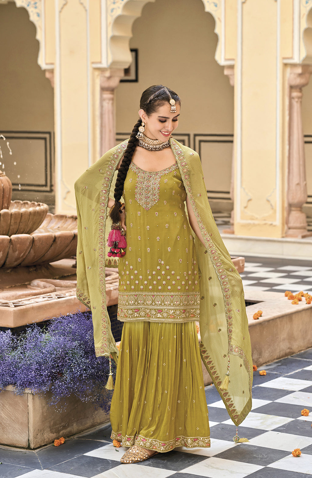 Readymade Radiant Lemon Yellow Designer Salwar Kameez