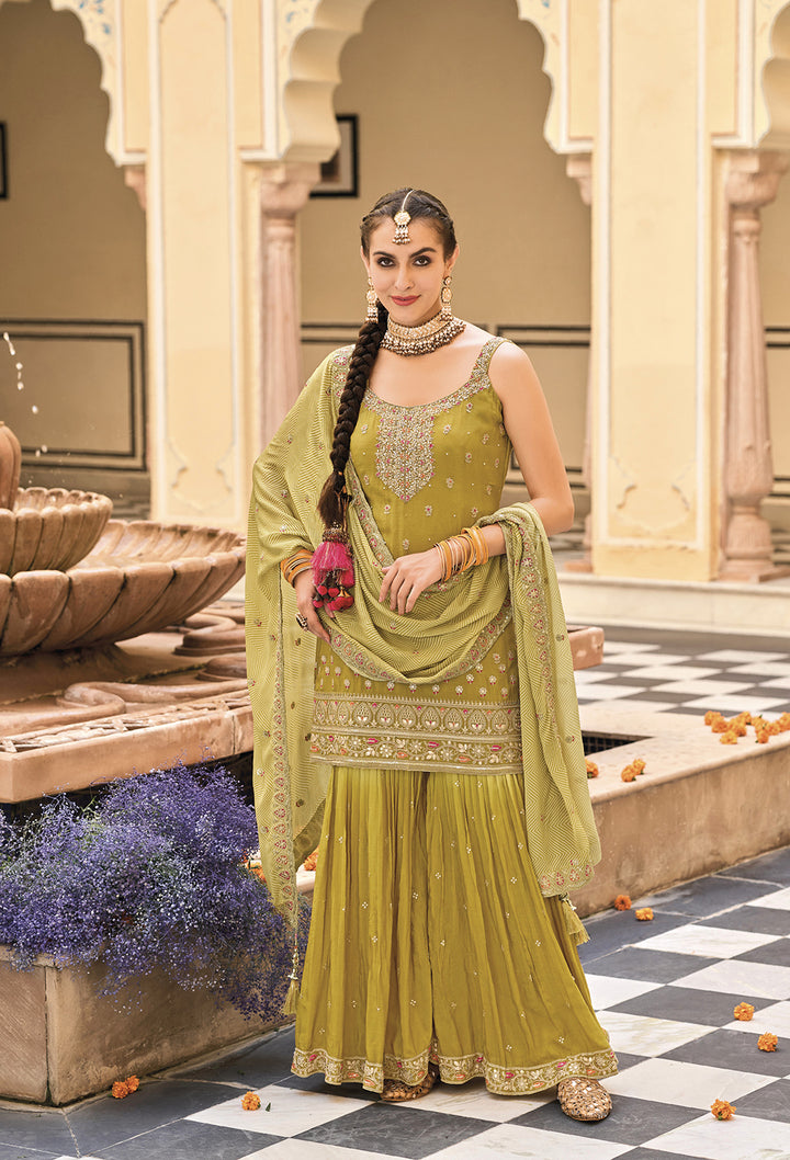 Readymade Radiant Lemon Yellow Designer Salwar Kameez