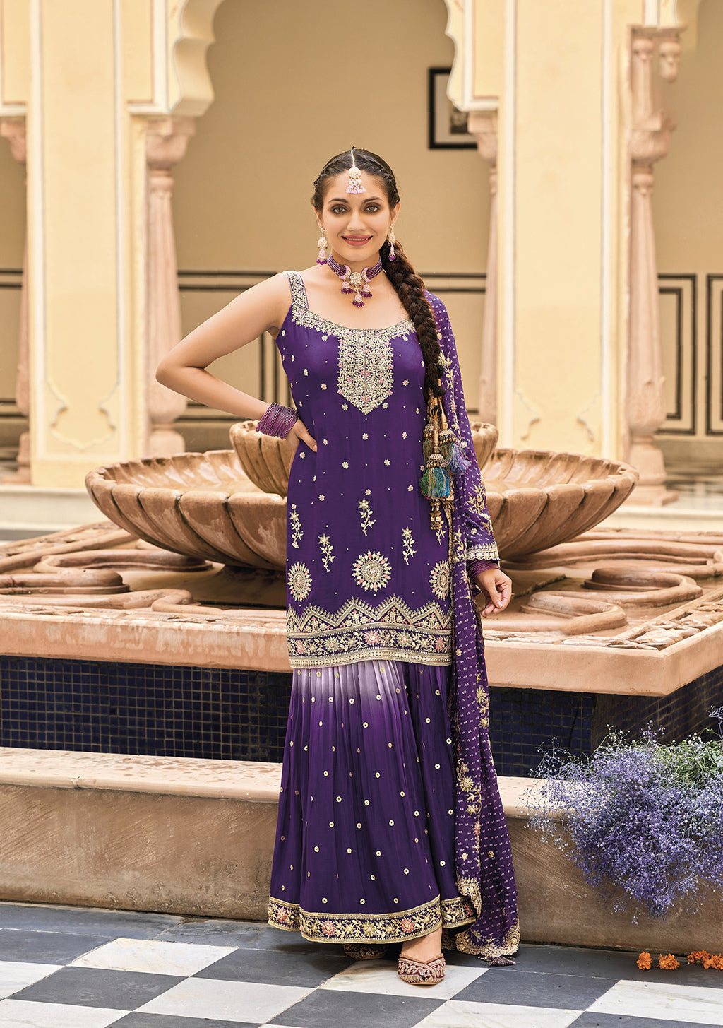 Readymade Elegant Purple Designer Salwar Kameez