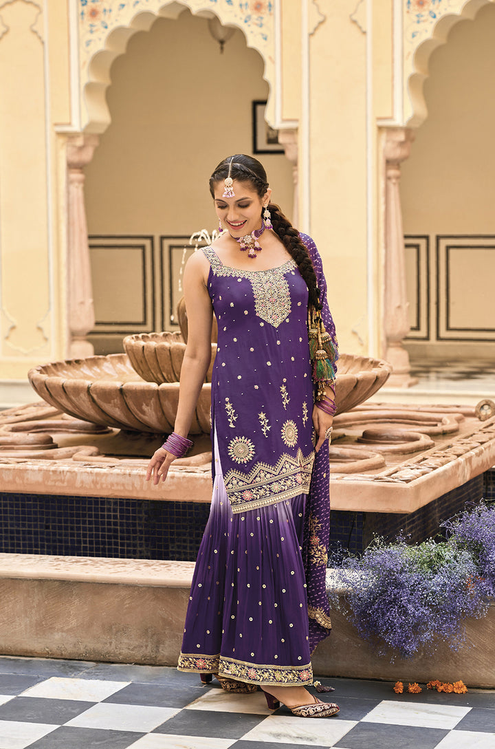 Readymade Elegant Purple Designer Salwar Kameez