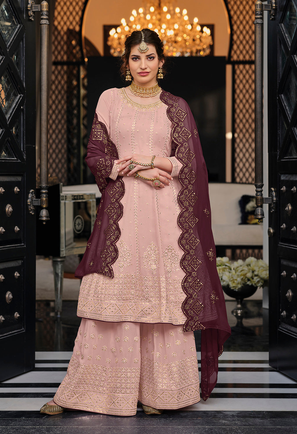 Readymade Enchanting Pink Elegance Premium Chinon Salwar Kameez