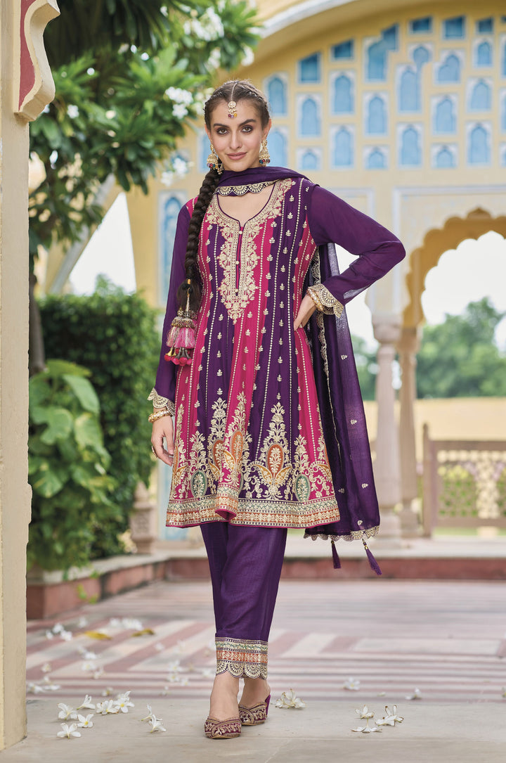 Readymade Elegant Purple Designer Salwar Kameez