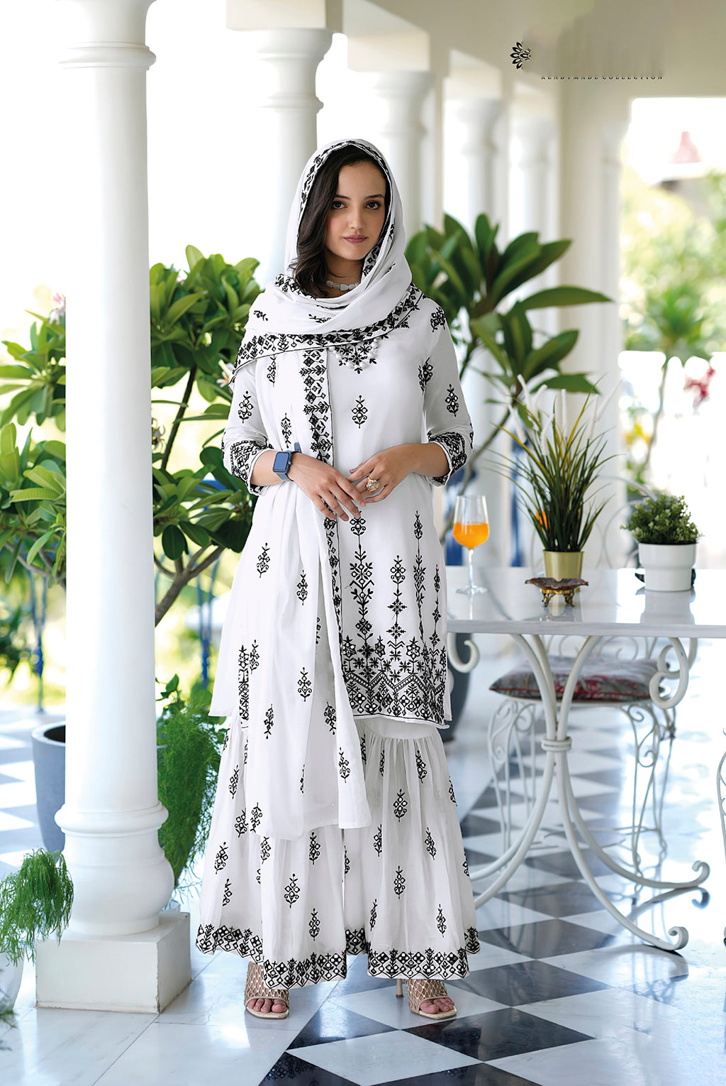 ReadymadeTimeless White Sharara Salwar Kameez