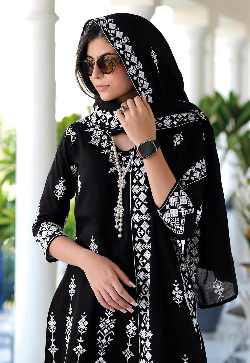 Readymade Intricate Black Sharara Salwar Kameez