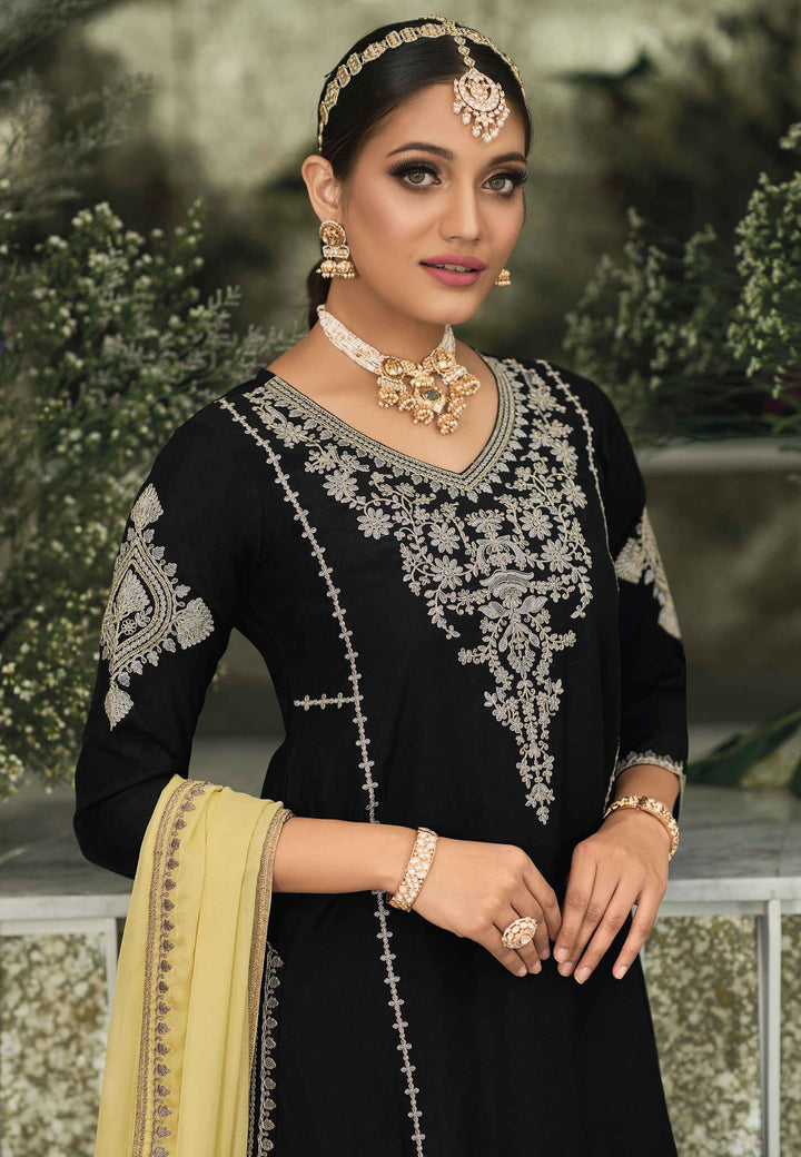 Readymade Elegance in Black Premium Silk Designer Salwar Kameez