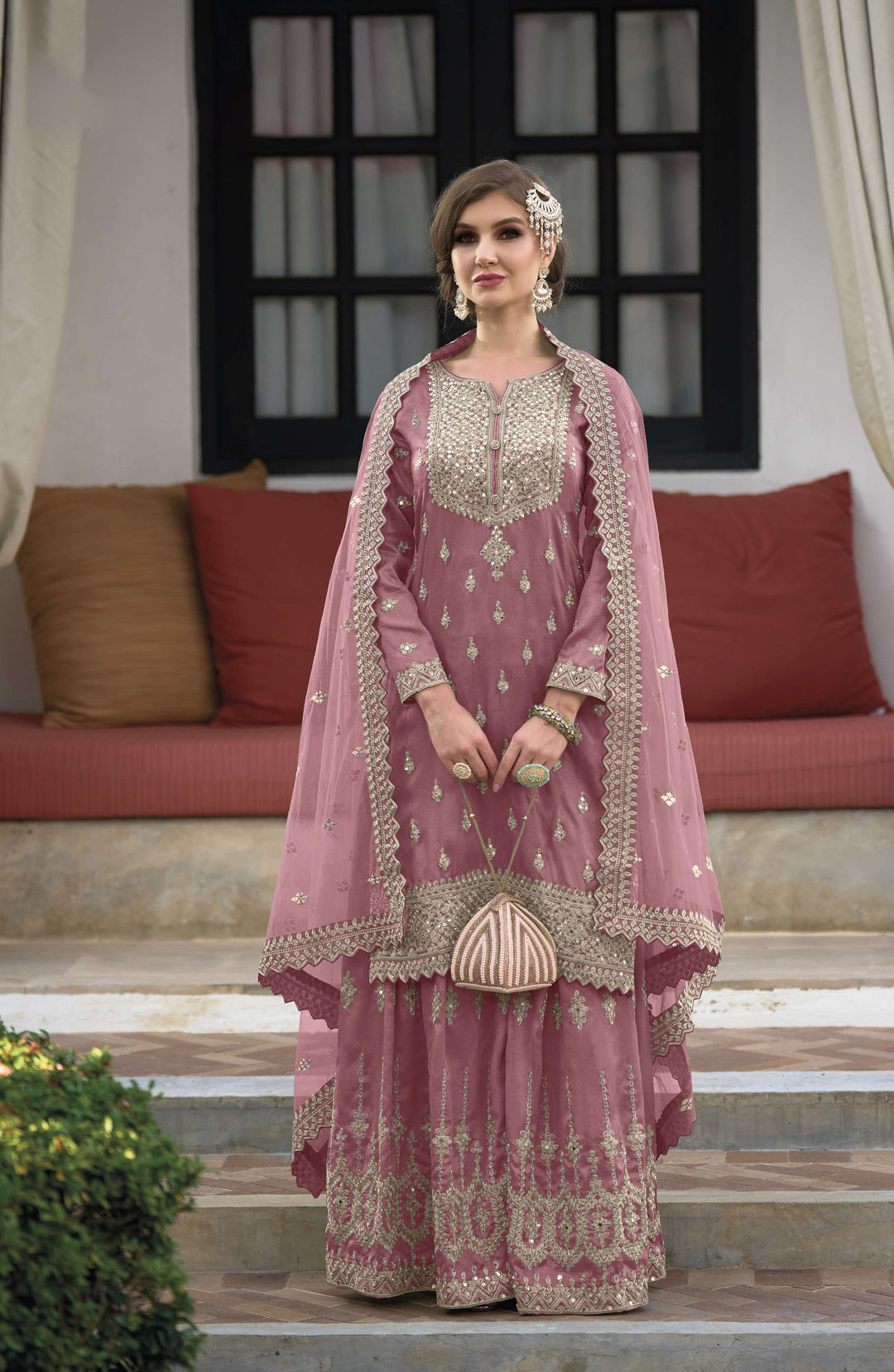 Readymade  Designer Palazzo Type Salwar Kameez in Stunning Pink