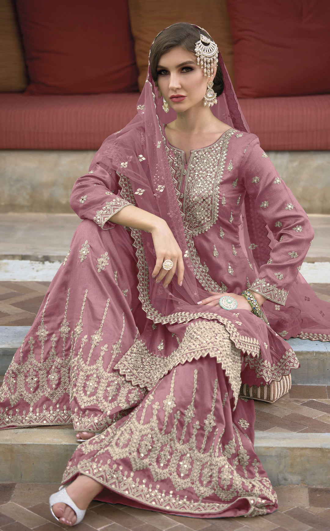 Readymade  Designer Palazzo Type Salwar Kameez in Stunning Pink