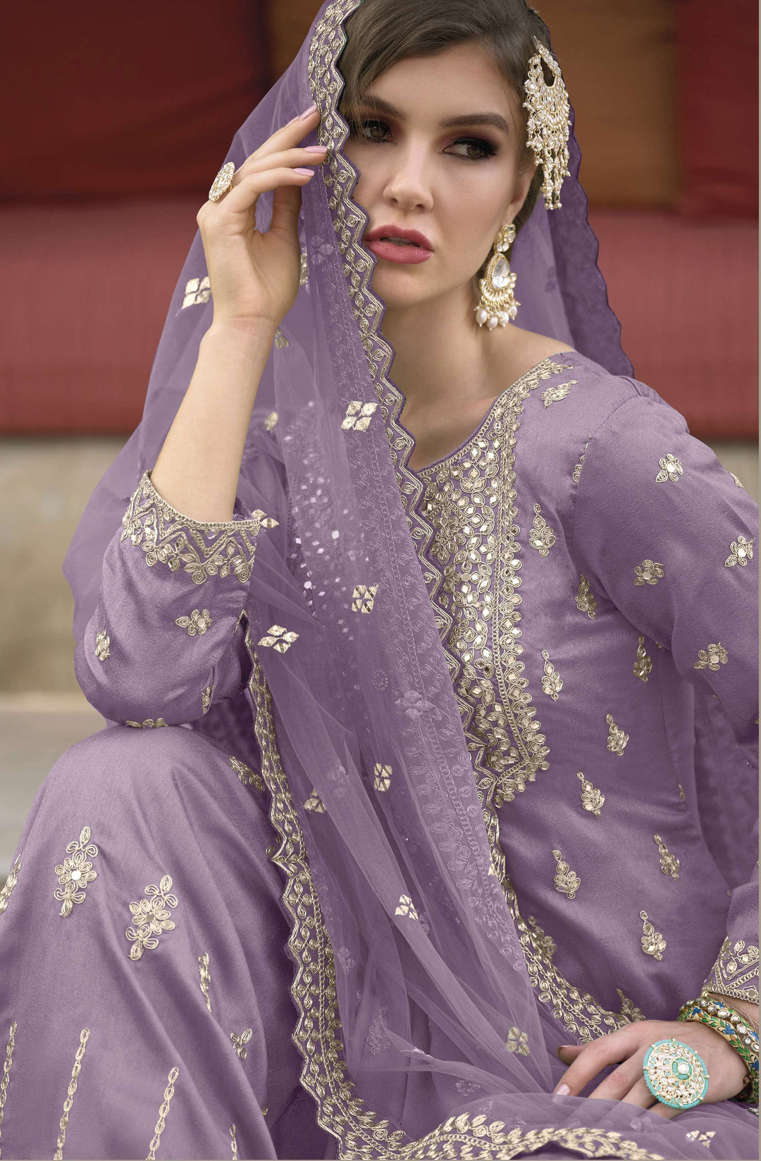 Readymade Designer Palazzo Type Salwar Kameez Purple