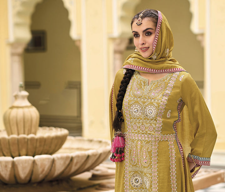 Readymade Radiant in Dark Yellow Designer Salwar Kameez