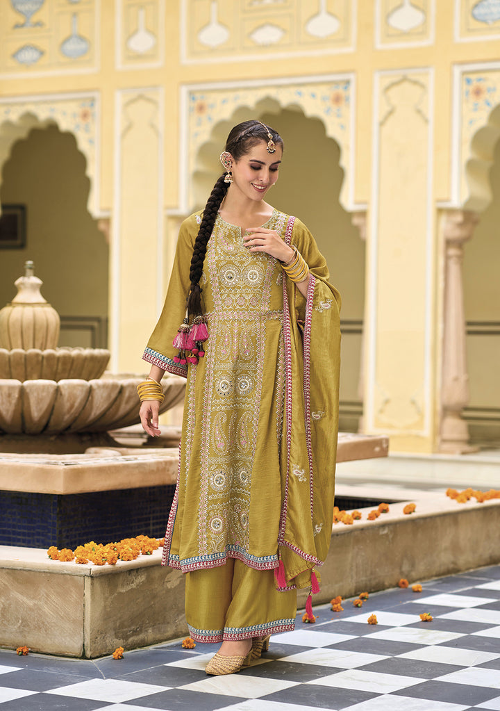 Readymade Radiant in Dark Yellow Designer Salwar Kameez