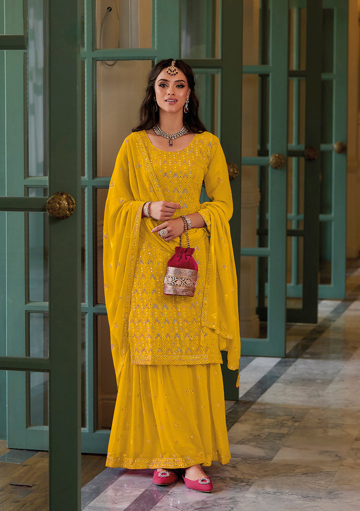 Readymade Sunny Yellow Georgette Salwar Kameez