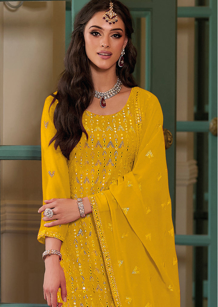 Readymade Sunny Yellow Georgette Salwar Kameez