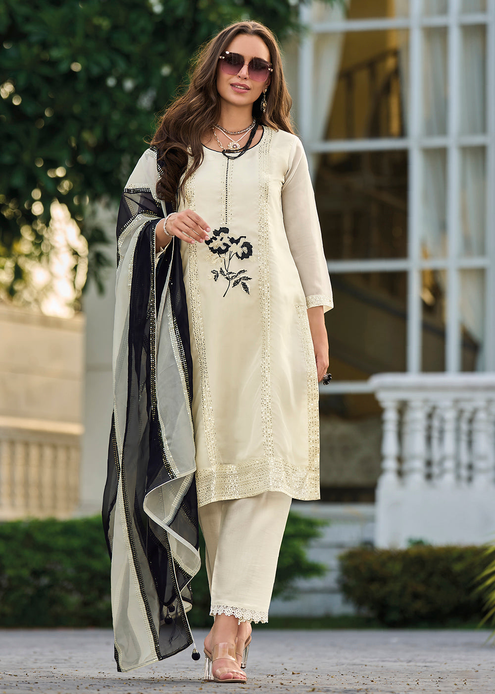 Readymade Elegant White Salwar Kameez